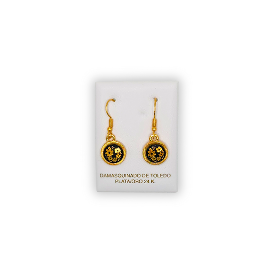 Aretes Damasquinados de Toledo: Elegancia y Arte en Plata y Oro de 24k - Flores Varias