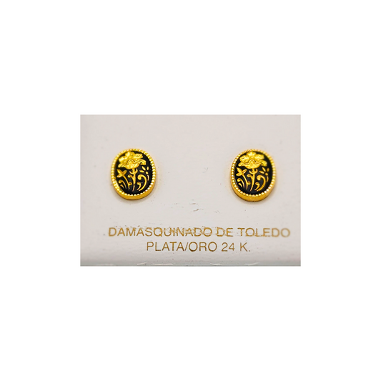 Aretes Damasquinados de Toledo: Elegancia y Arte en Plata y Oro de 24k - Flor de Liz