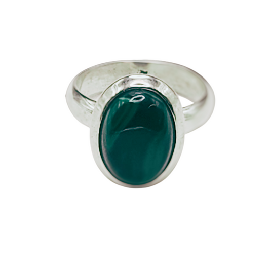 925 Silver Ring with dark green gemstone imported from Slovenia