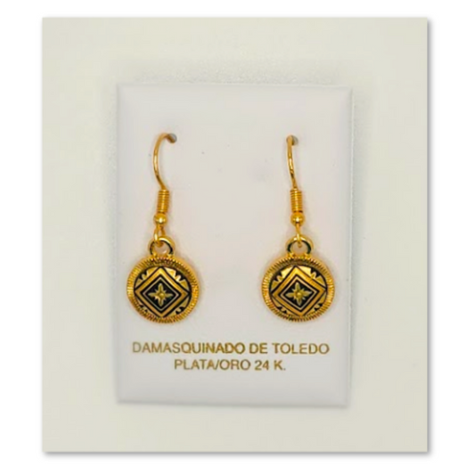 Aretes Damasquinados de Toledo: Elegancia y Arte en Plata y Oro de 24k - Rombo