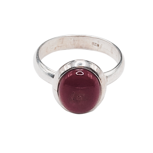 925 Silver Ring with wine-colored gemstone imported from Slovenia