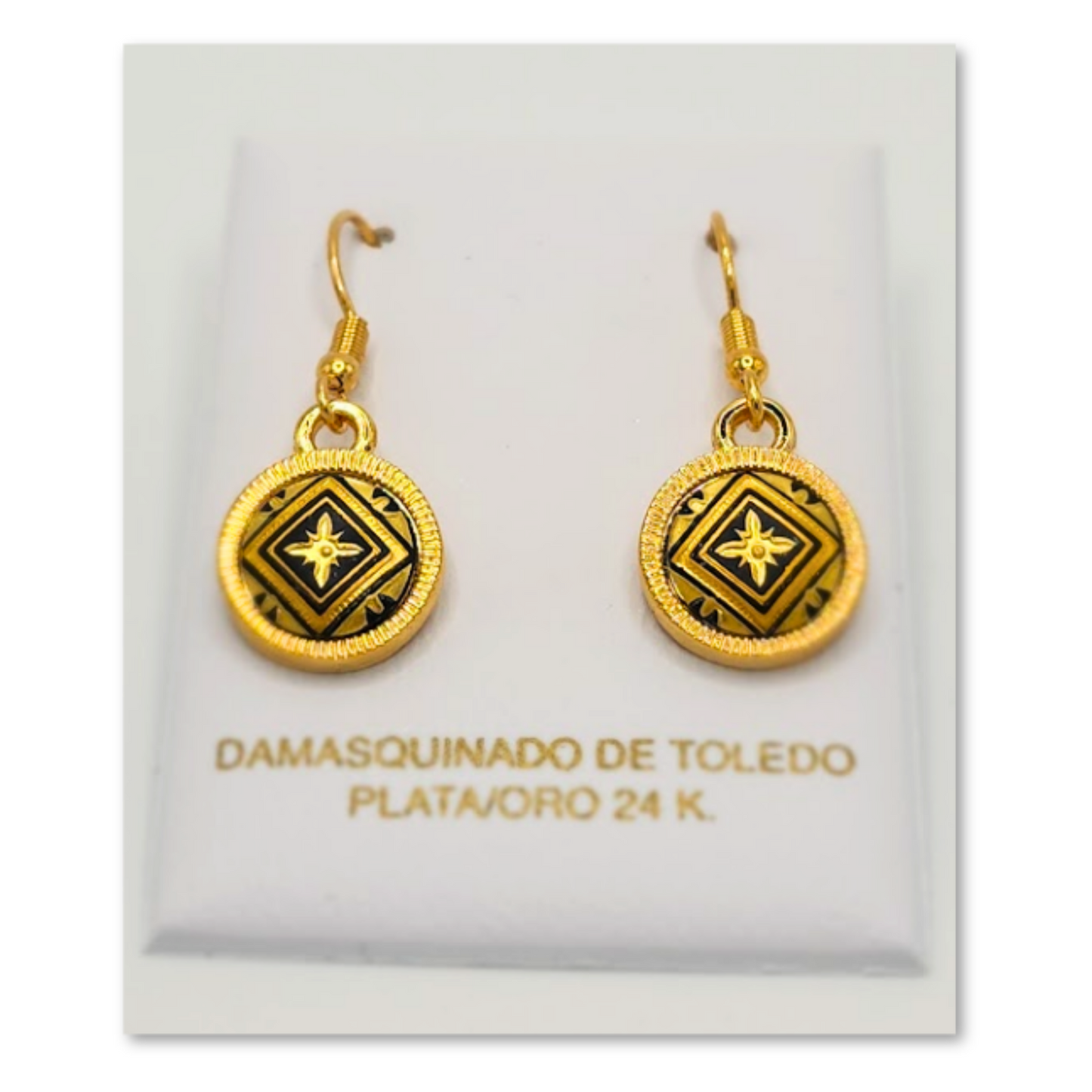 Aretes Damasquinados de Toledo: Elegancia y Arte en Plata y Oro de 24k - Rombo